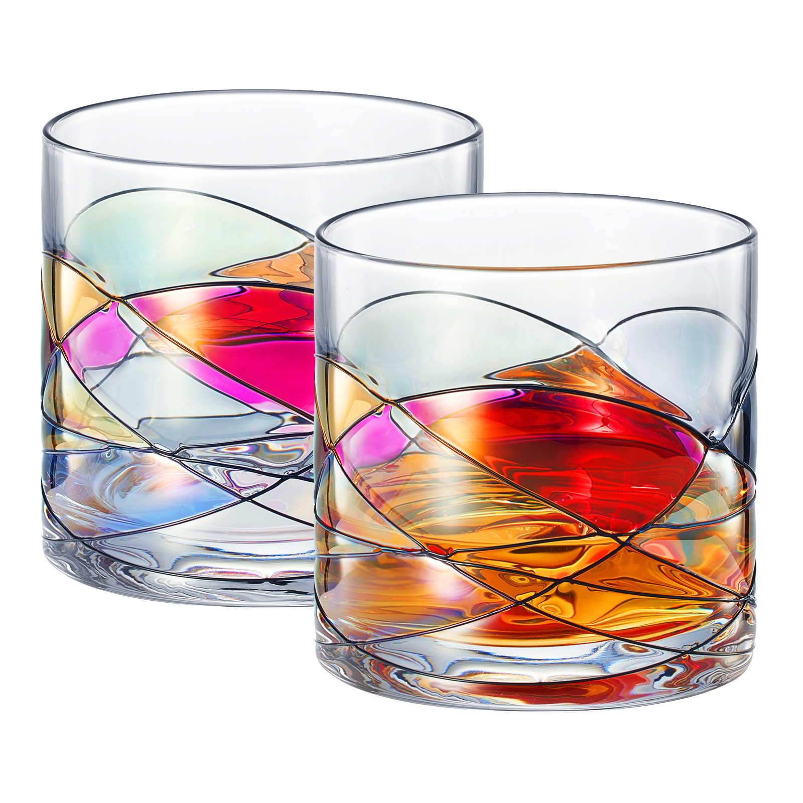 Artisanal Hand Painted Whiskey Gift For Dad Friends Boyfriends Renaissance Romantic Stain Glassed Wi