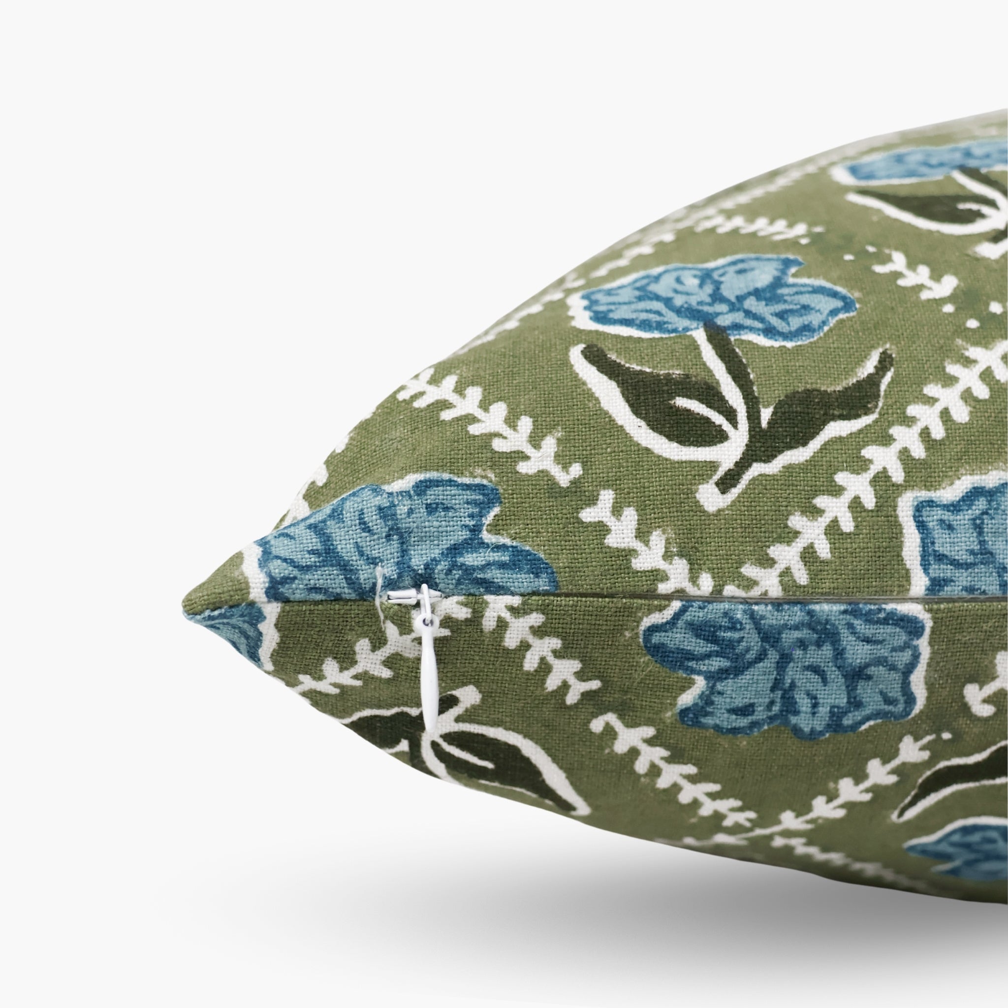 Noor Lumbar Throw Pillow Cover - Olive & Blue