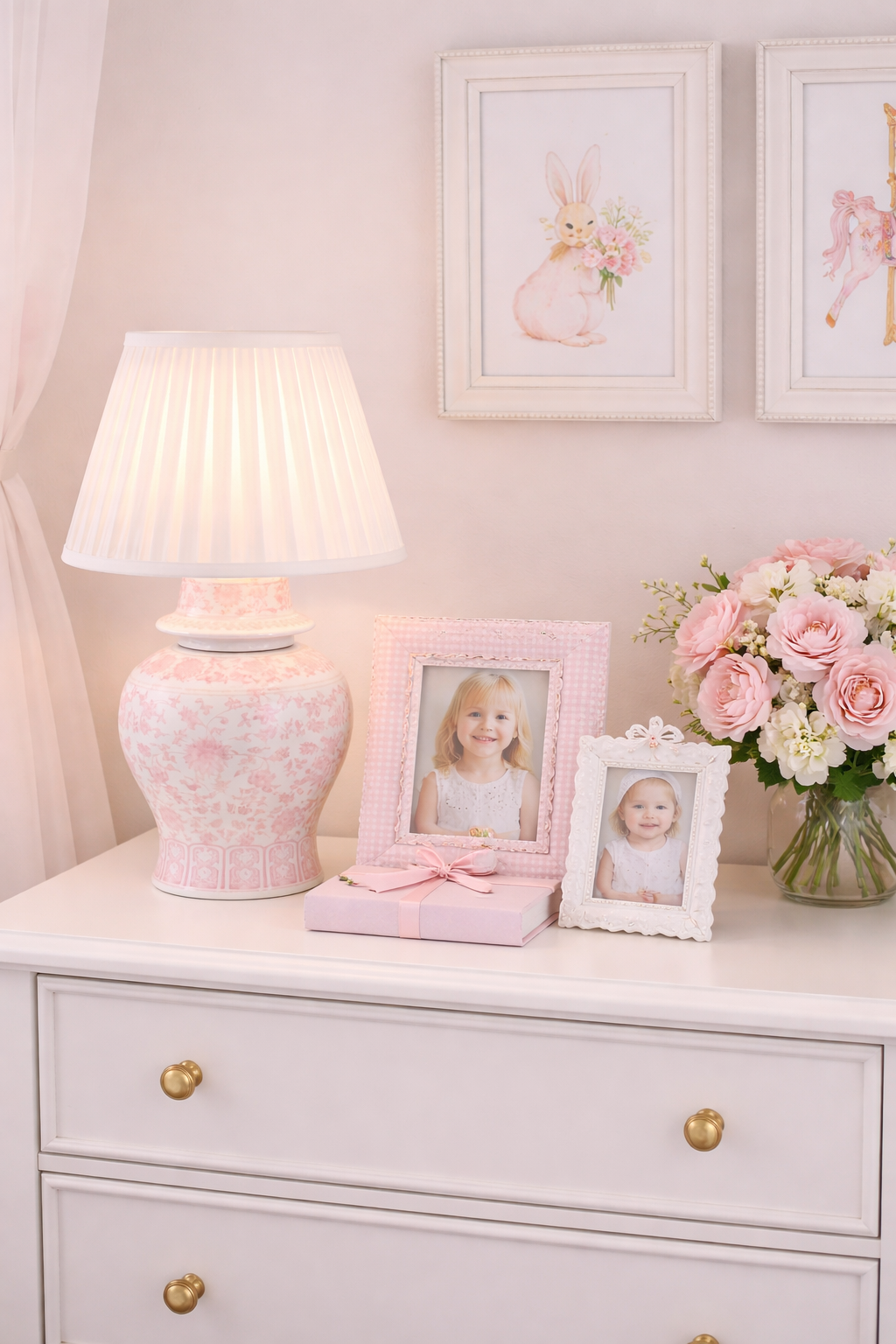 Pink Porcelain Rechargeable Lamp