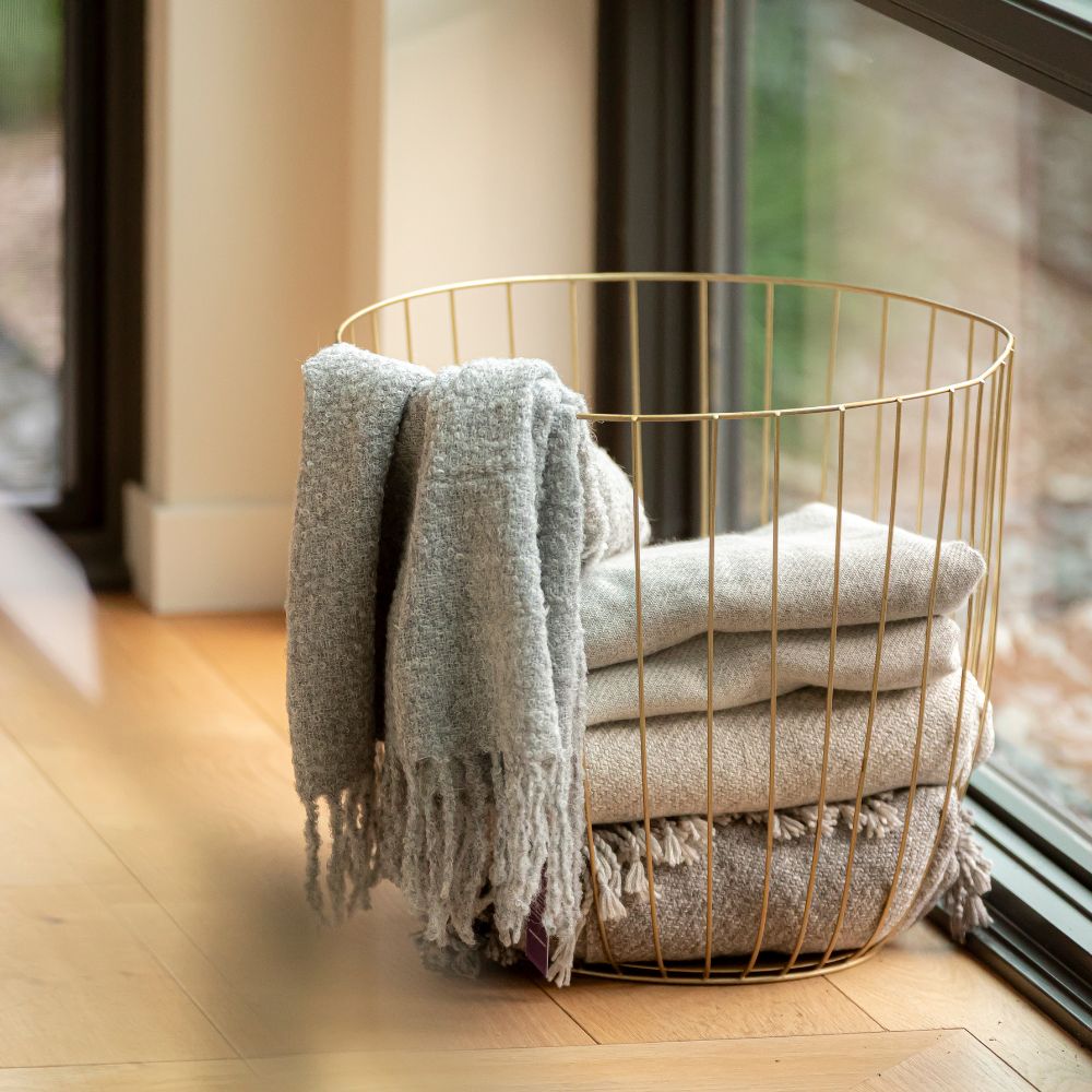 Handloomed Alpaca Bouclé Silver Throw Blanket