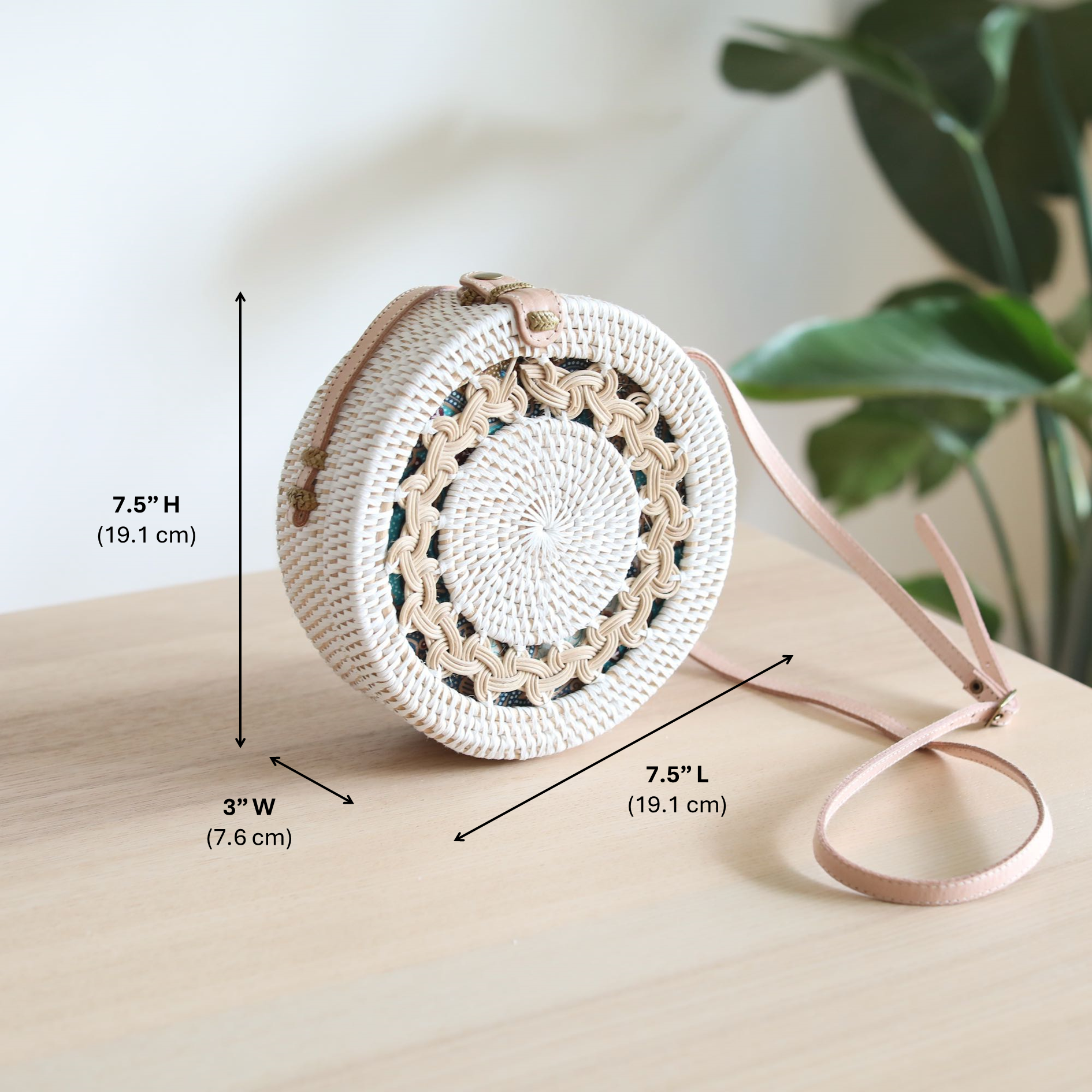 Bali White Rattan Crossbody Bag - Lily