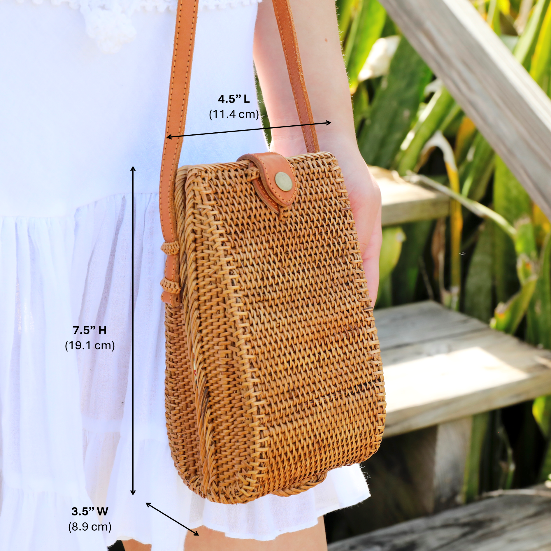 Bali Rattan Crossbody Cellphone Bag - Alyssa