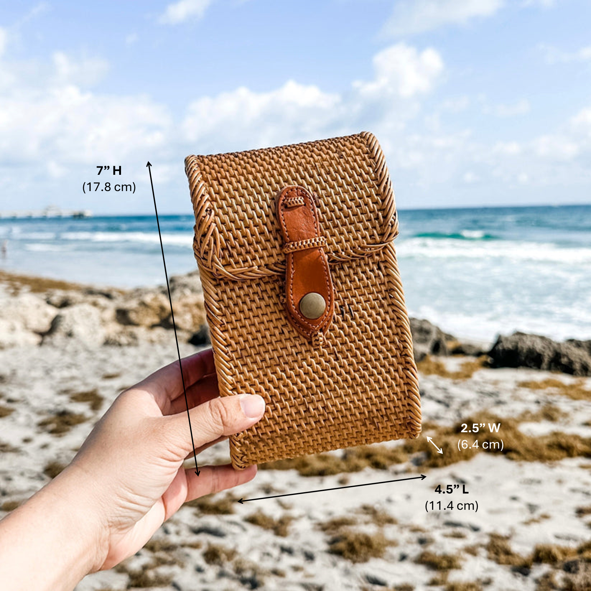 Bali Rattan Crossbody Cellphone Bag - Ella
