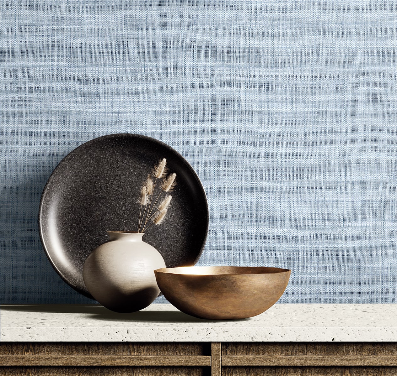 Raffia Harvest Twine Faux Weave Embossed Vinyl Unpasted Wallpaper