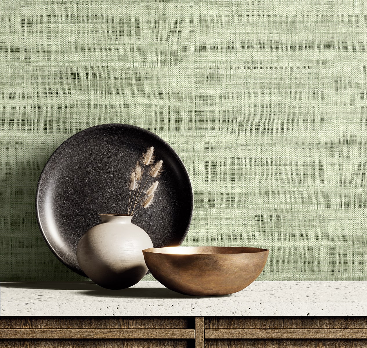 Raffia Harvest Twine Faux Weave Embossed Vinyl Unpasted Wallpaper