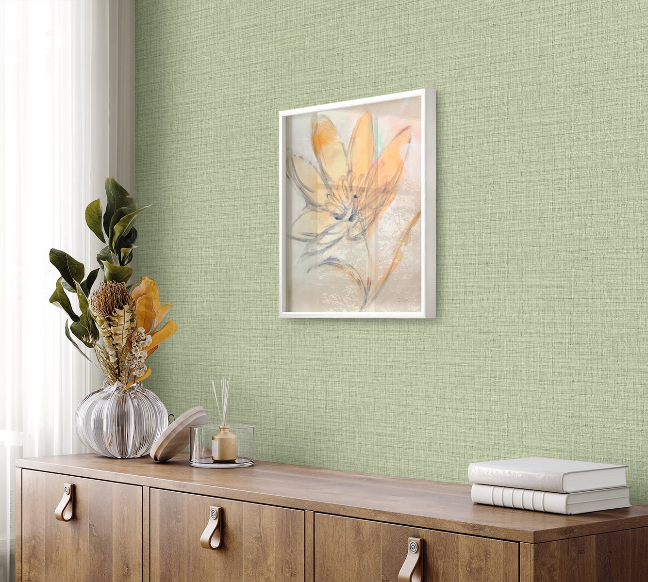 Raffia Harvest Twine Faux Weave Embossed Vinyl Unpasted Wallpaper