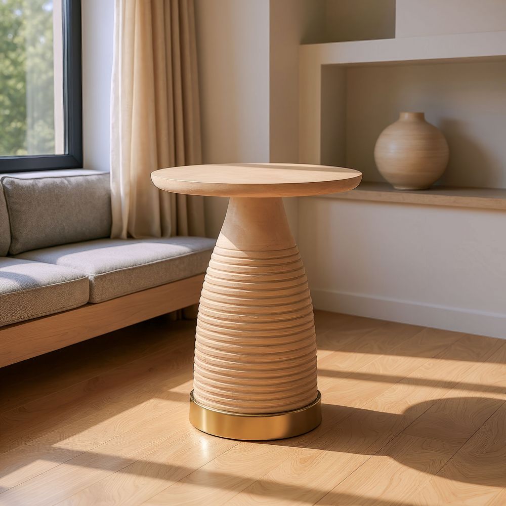 Radiant Natural Wooden Round Side Table
