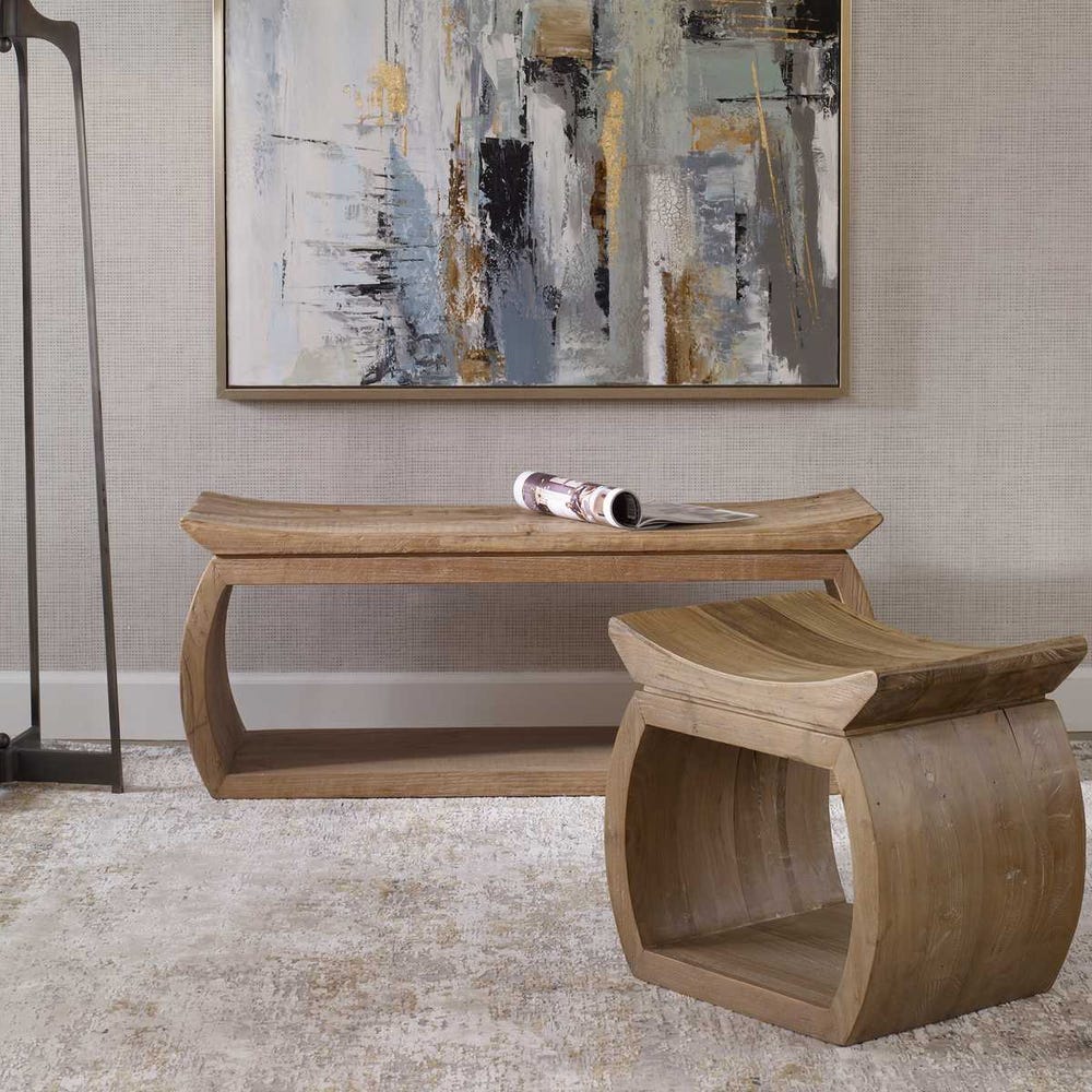 Alder Reclaimed Elm Wood Accent Stool