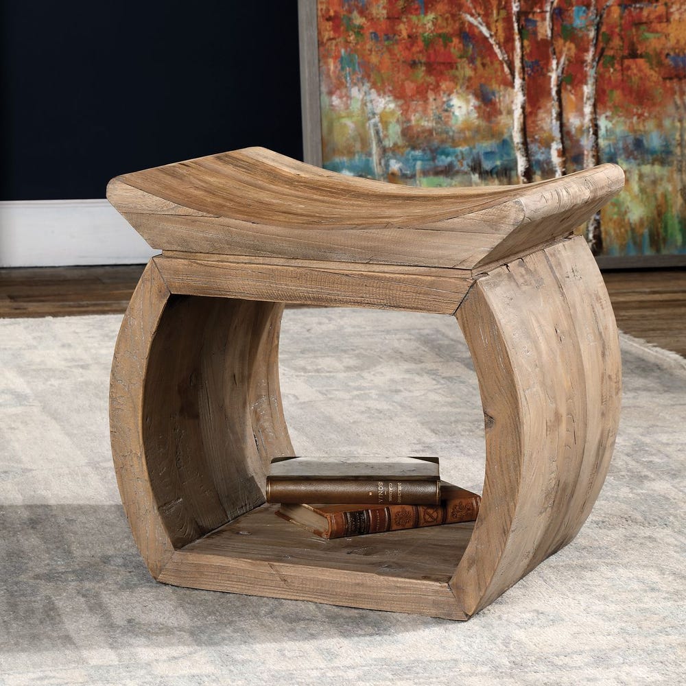 Alder Reclaimed Elm Wood Accent Stool
