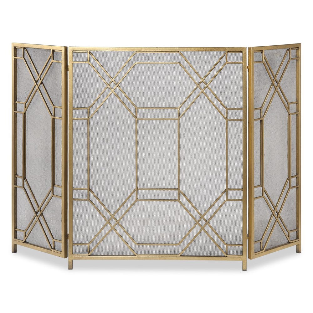 Antiqued Gold Fireplace Screen