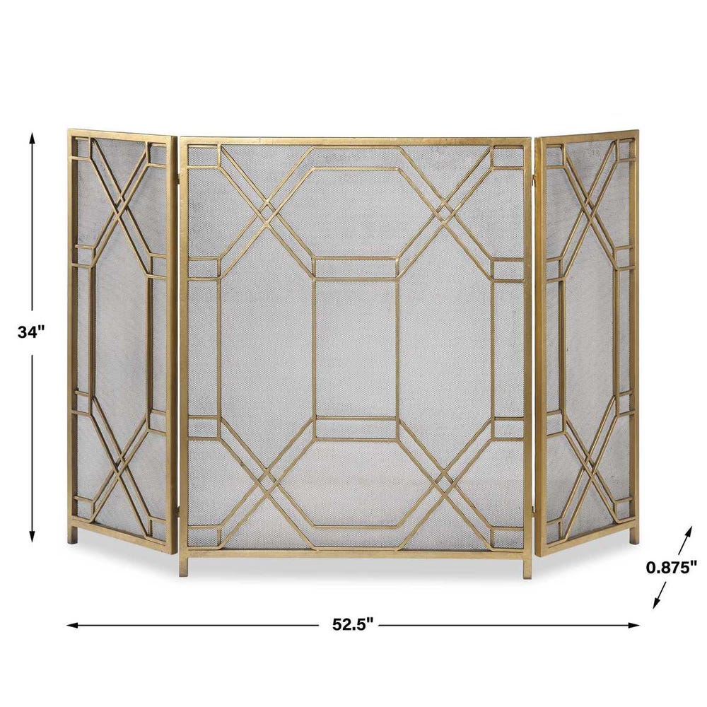 Antiqued Gold Fireplace Screen