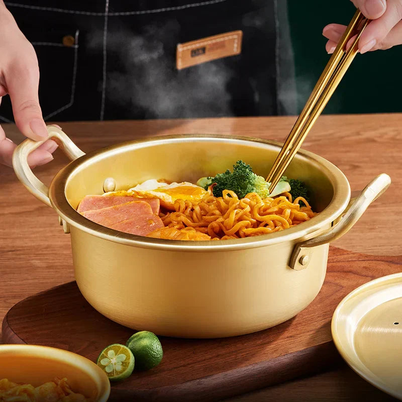 Korean Ramen Cooking Pot Double Ear Soup Pot - Gas Stove Compatible, Home Kitchen