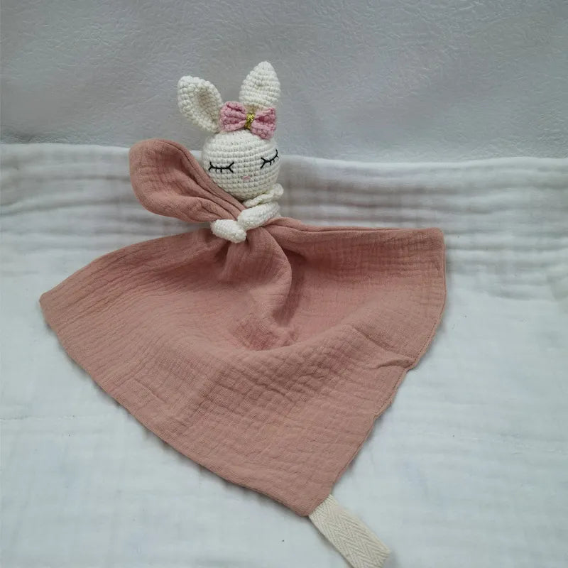 Baby Bib with Sleeping Animals Rattle