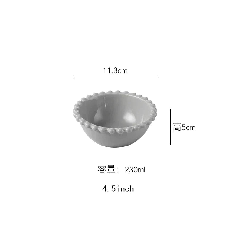Heart Shaped Pearl Dinner Plate Set - Elegant Porcelain Tableware for Salad, Soup, Steak