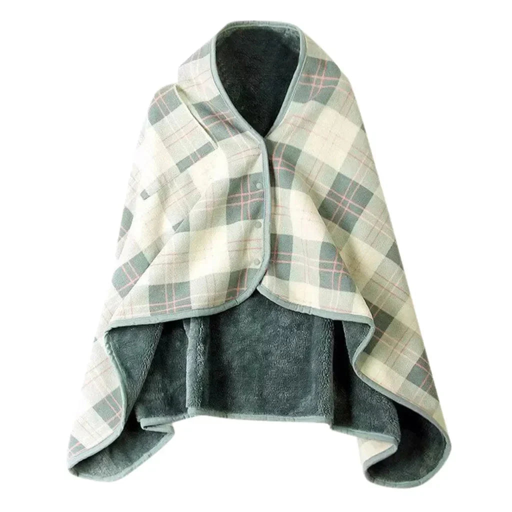 Double-Layer Tartan Plaid Blanket Scarf – Warm Winter Shawl for Women