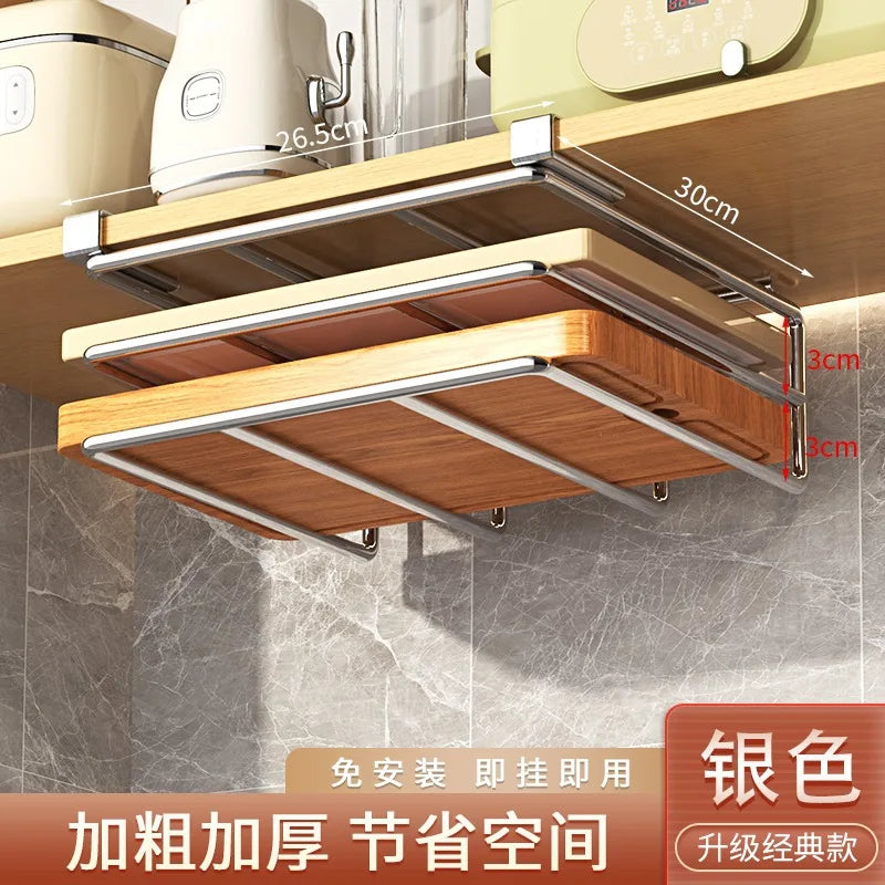 Kitchen Rack: Cupboard Paper Towel Rags Hanger with Hooks