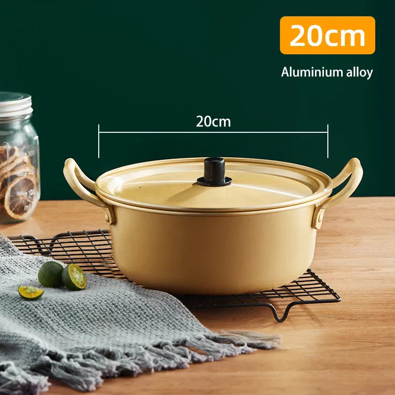 Korean Ramen Cooking Pot Double Ear Soup Pot - Gas Stove Compatible, Home Kitchen
