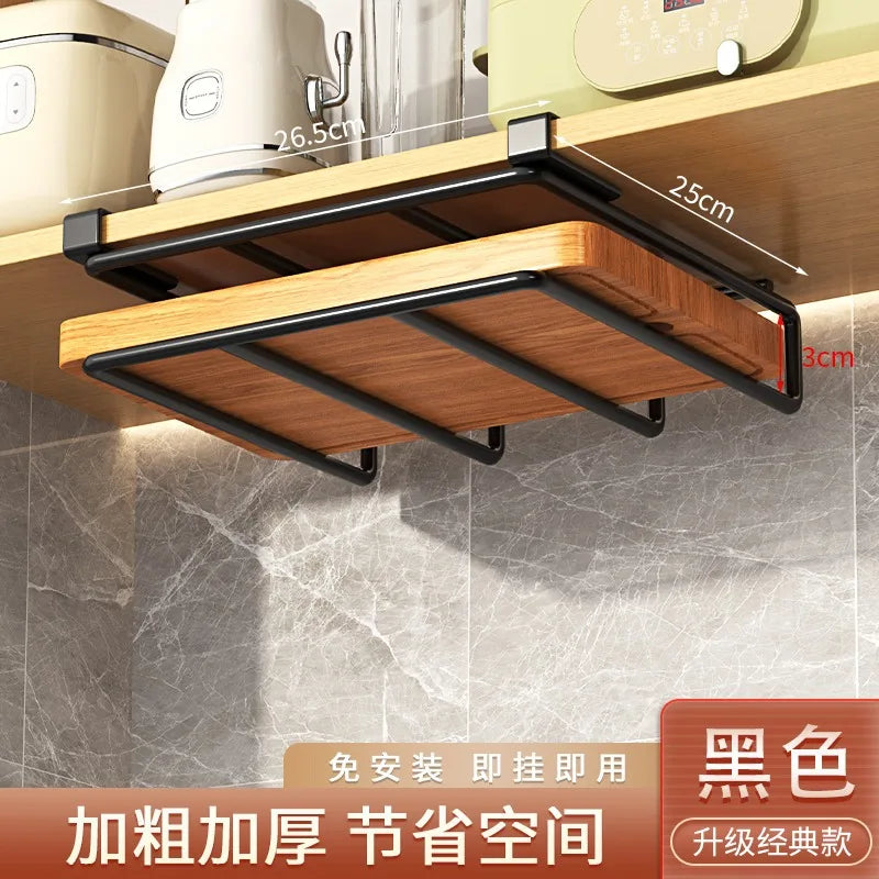 Kitchen Rack: Cupboard Paper Towel Rags Hanger with Hooks