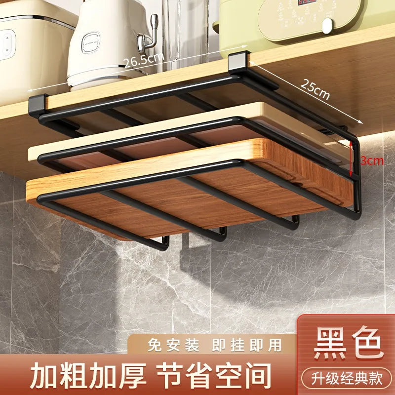 Kitchen Rack: Cupboard Paper Towel Rags Hanger with Hooks