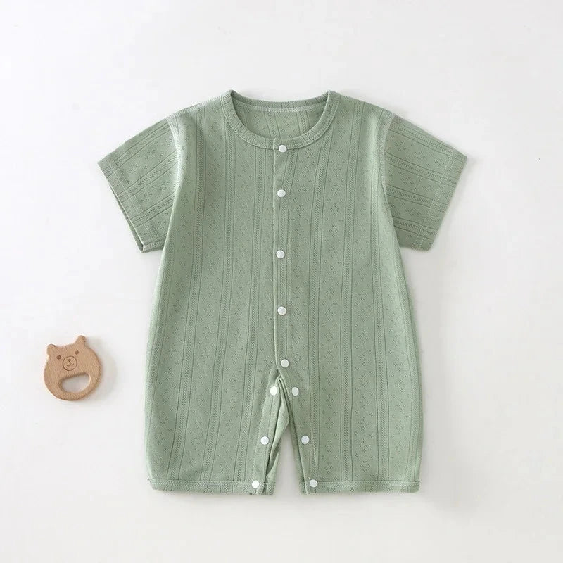 Breathable Cotton Baby Romper Summer Short Sleeve Jumpsuit for Newborn Boys & Girls 3–24M