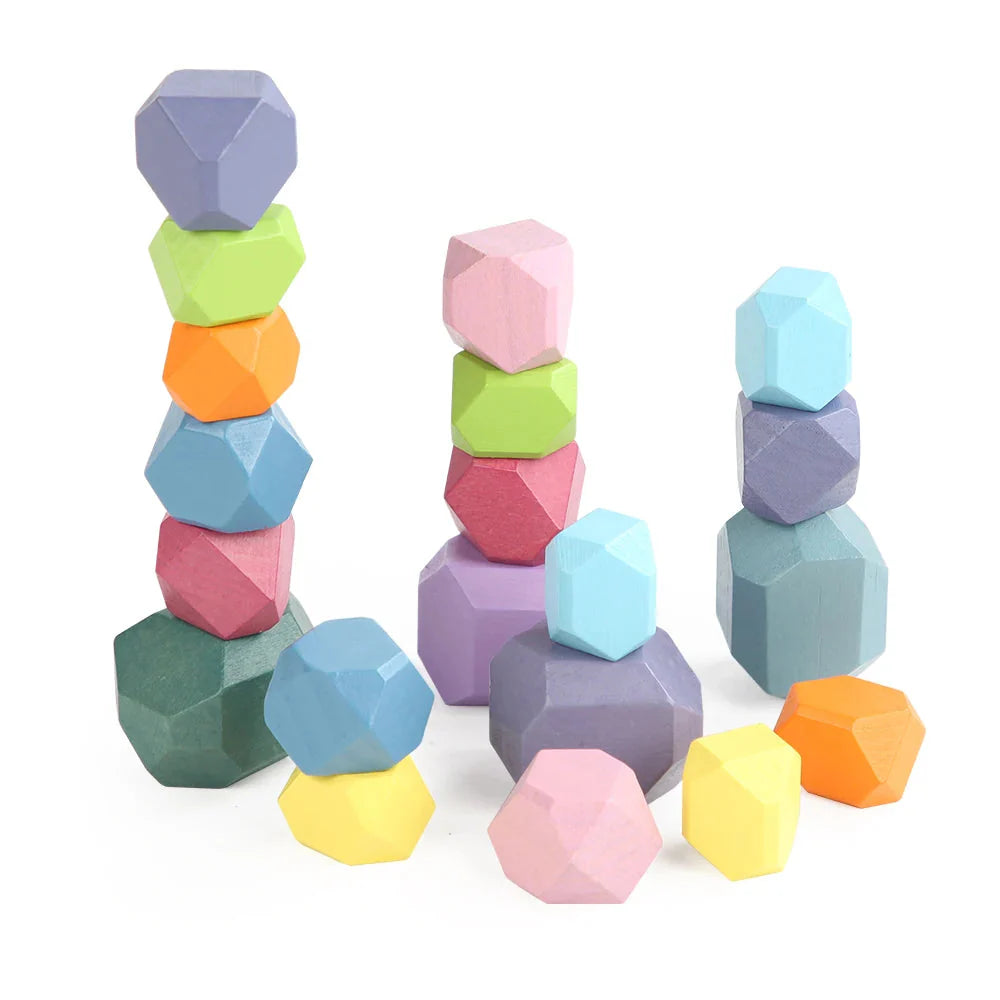 Wooden Sorting Stacking Rocks Montessori Toy