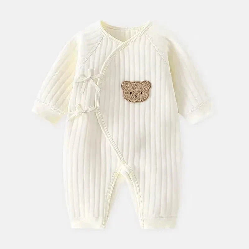 Baby Winter Bodysuit (0–6M) – Thick Cotton Animal Print Onesie for Boys & Girls