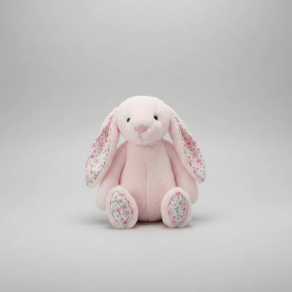 Soft Floral Ears Bonnie Rabbit Plush Toy - Cute Bunny Stuffed Doll for Kids Birthday Gift
