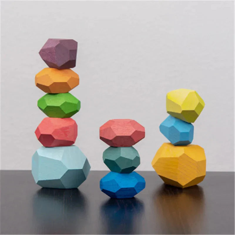 Wooden Sorting Stacking Rocks Montessori Toy