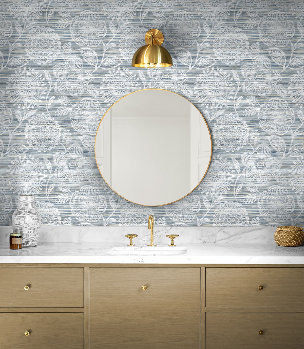 Faux Grass Floral Peel and Stick Removable Wallpaper