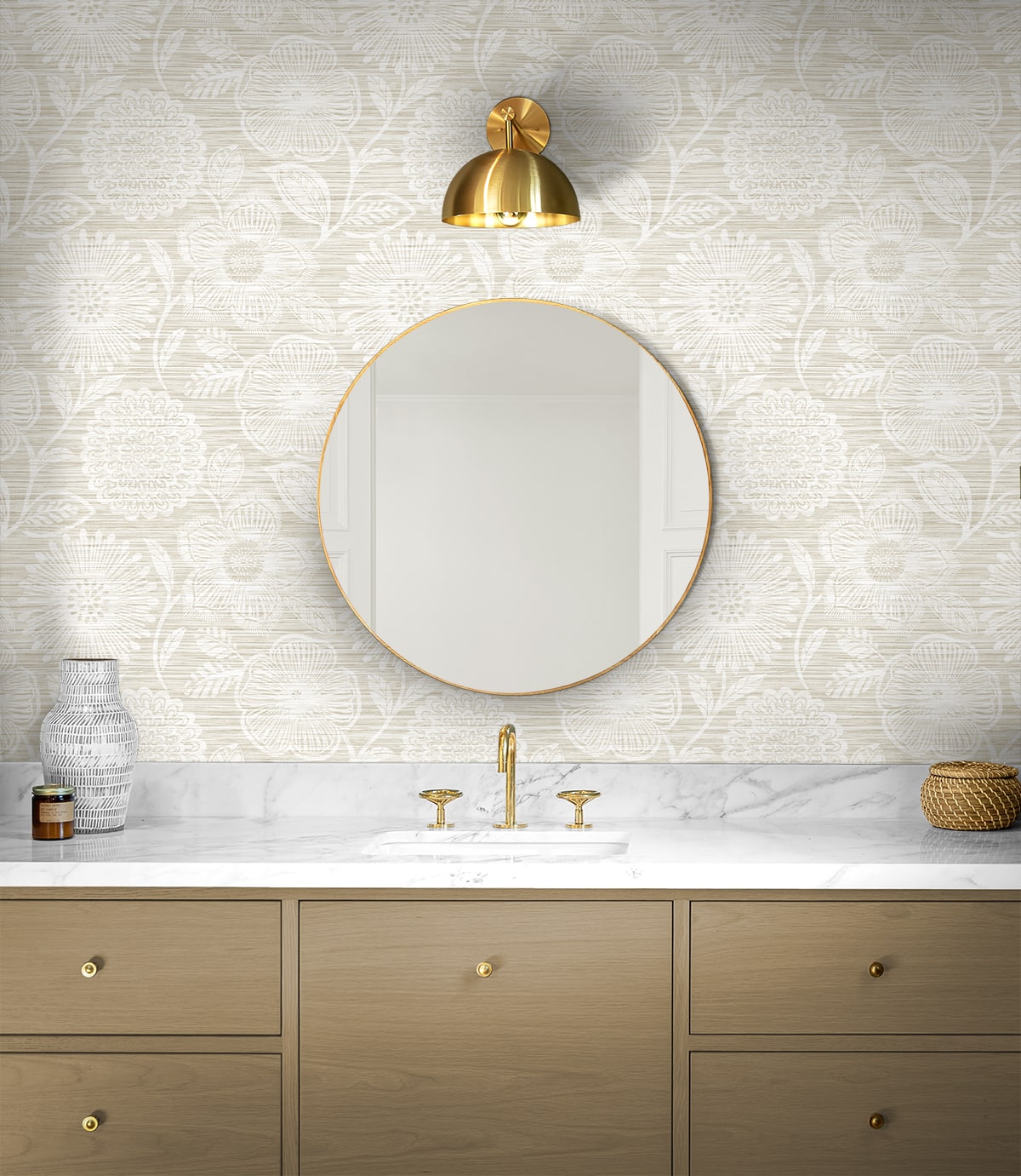 Faux Grass Floral Peel and Stick Removable Wallpaper