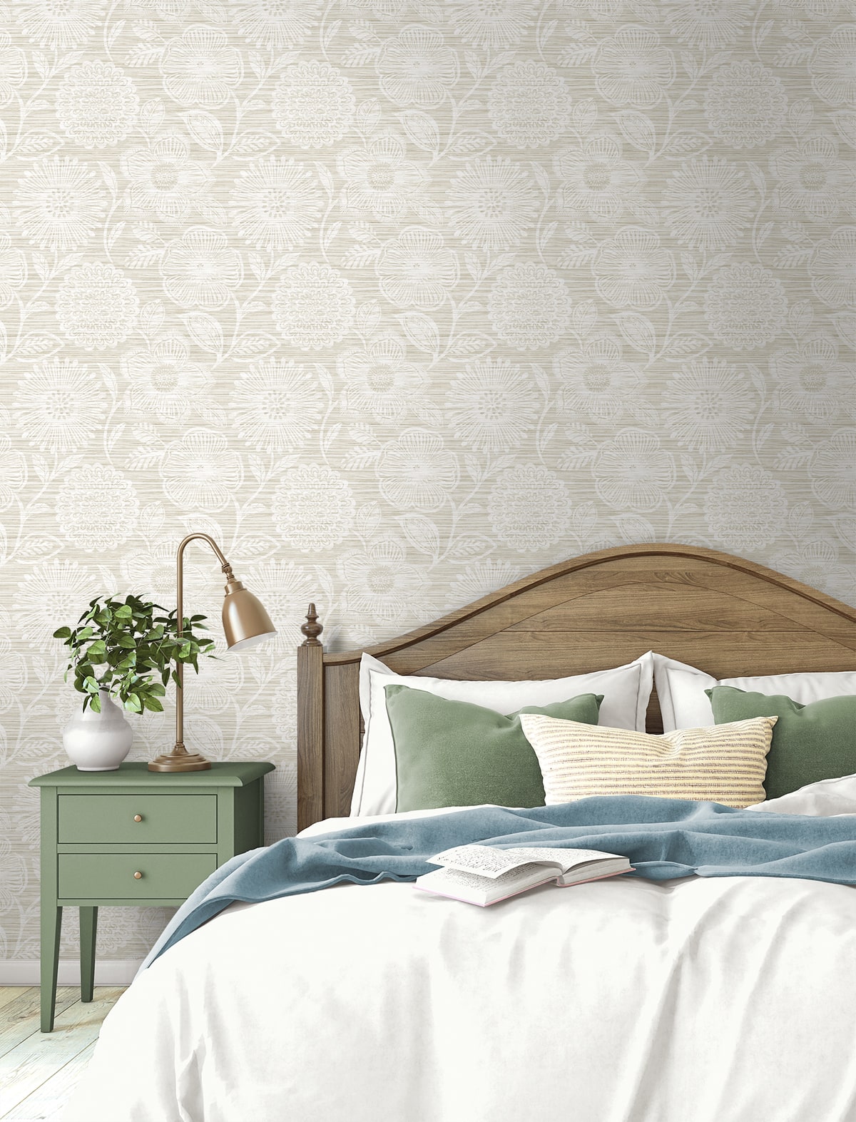 Faux Grass Floral Peel and Stick Removable Wallpaper
