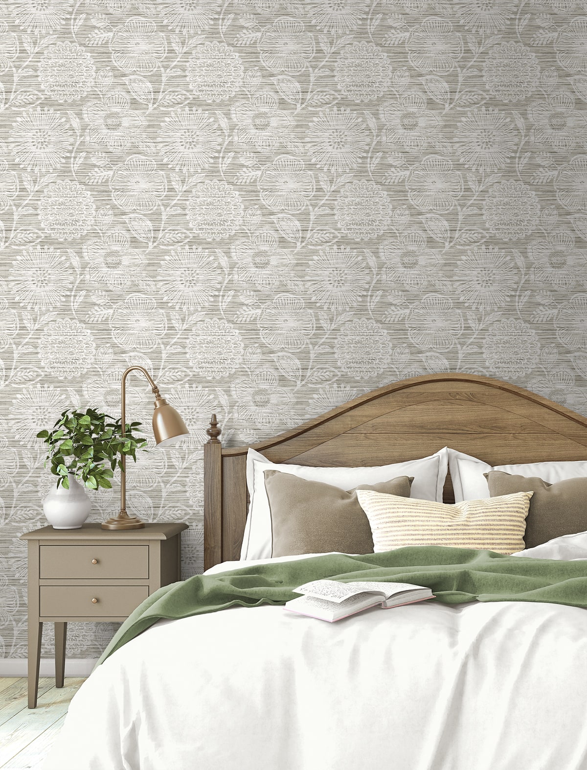 Faux Grass Floral Peel and Stick Removable Wallpaper
