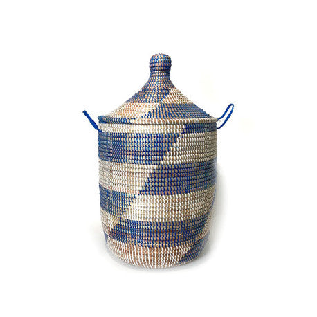 Medium Blue Slanted Stripes Basket