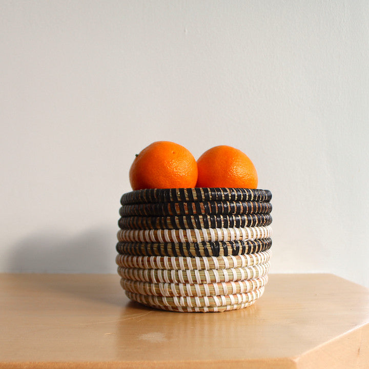 Black and White Stripe Basket - Extra Small