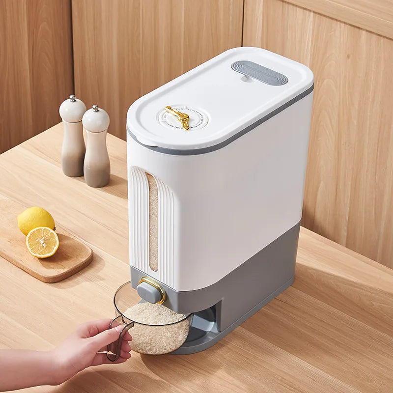 Large Capacity Rice Dispenser Kitchen Grain Container Moisture Proof Cereal Storage Box