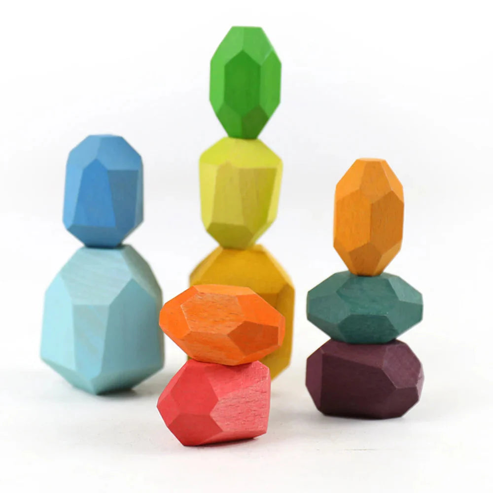 Wooden Sorting Stacking Rocks Montessori Toy