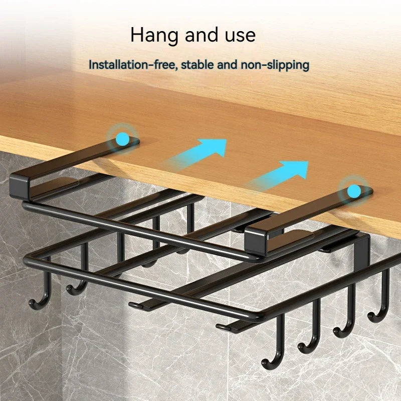 Kitchen Rack: Cupboard Paper Towel Rags Hanger with Hooks