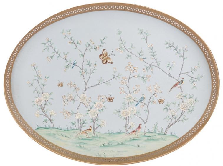 Pale Blue & Multi Colored Pierced Tray