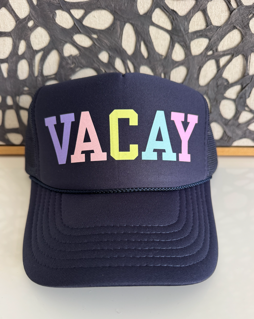 VACAY navy trucker hat