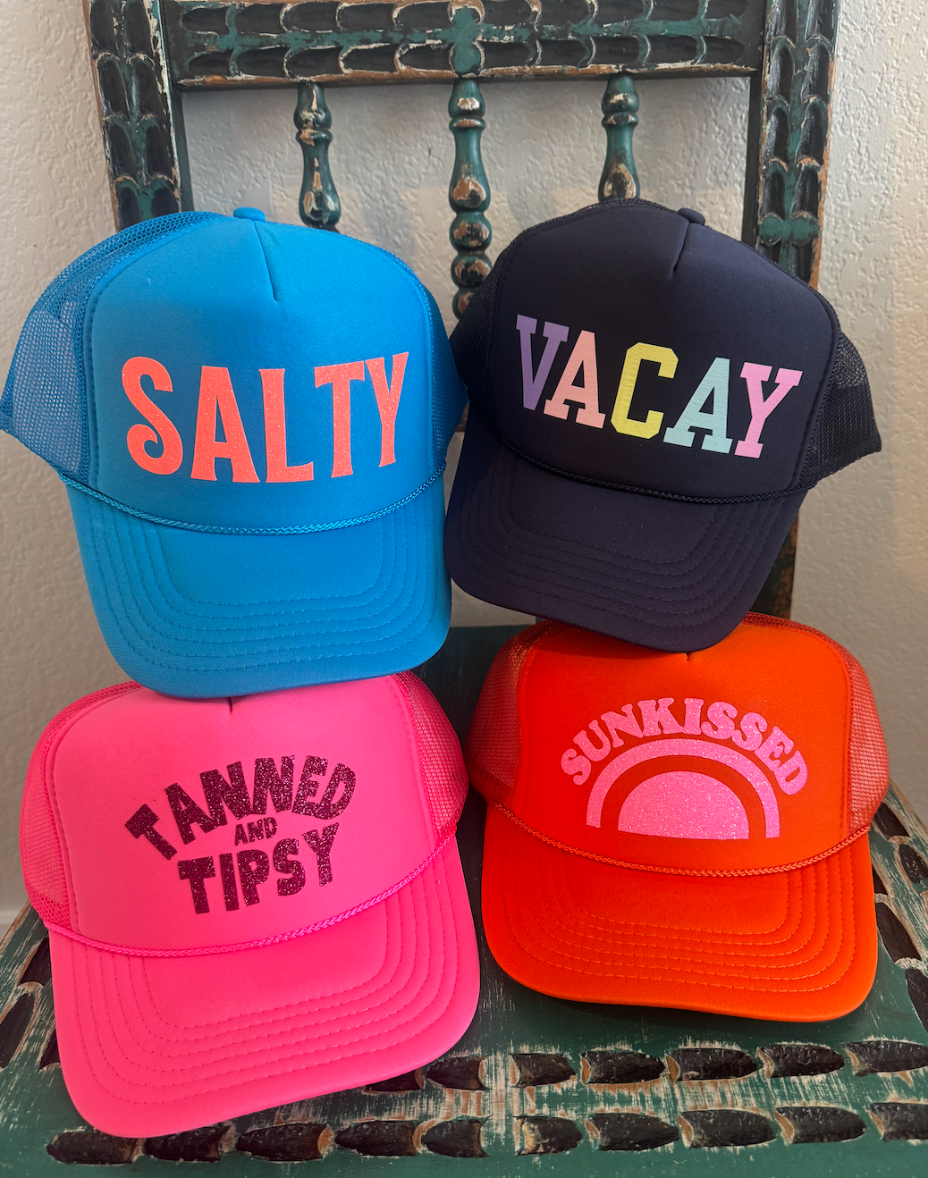 SALTY neon blue trucker hat