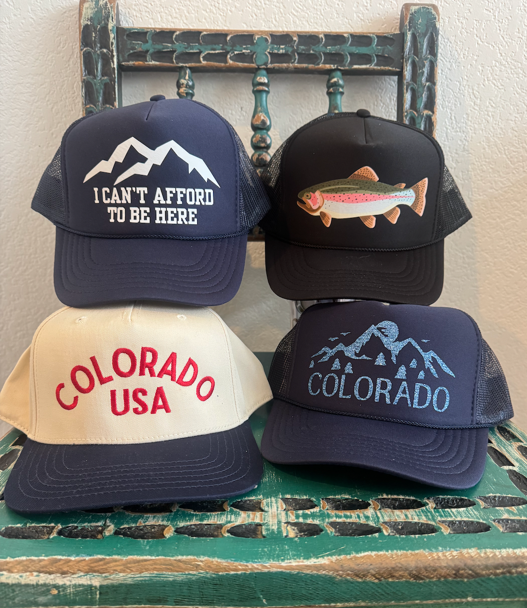 I CAN'T AFFORD TO BE HERE navy trucker hat