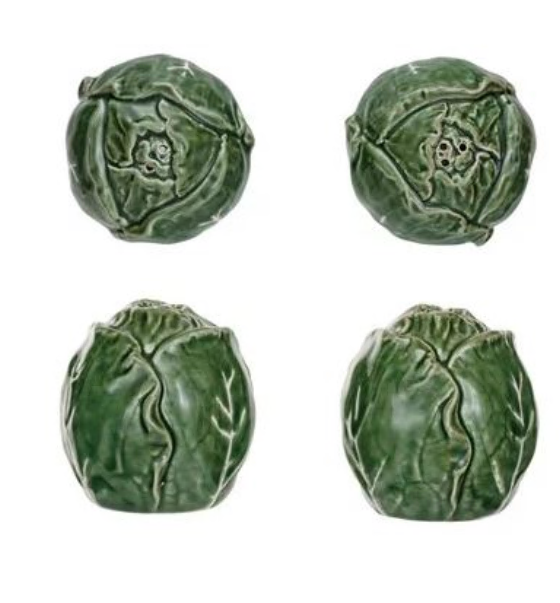 Salt/Pepper Shakers Cabbage Set Of 2