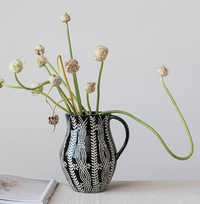 Floral Stoneware Pitcher