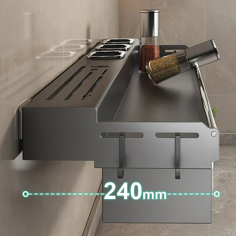 Kitchen Organizer Rack - Multi-Functional Wall-Mounted Spice & Utensil Storage
