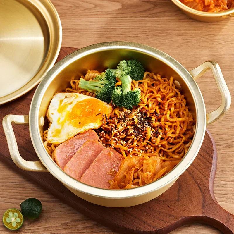 Korean Ramen Cooking Pot Double Ear Soup Pot - Gas Stove Compatible, Home Kitchen