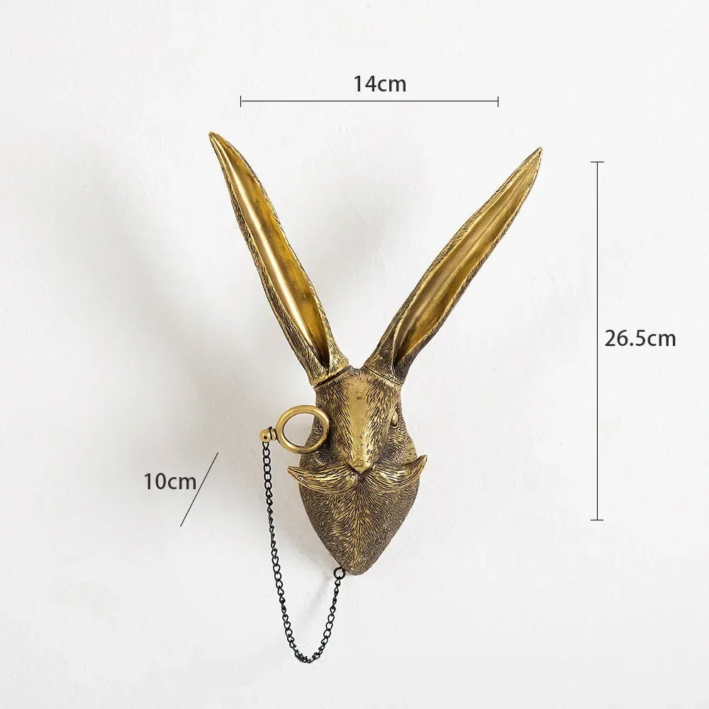 Golden Deer Head Wall Hook: Antique Bronze Resin Animal Pendant for Stylish Wall Decor