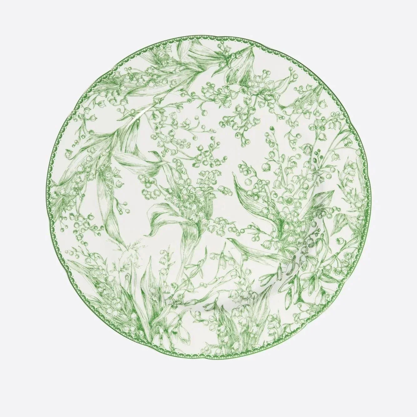 Green Flower Print Dinner Plate