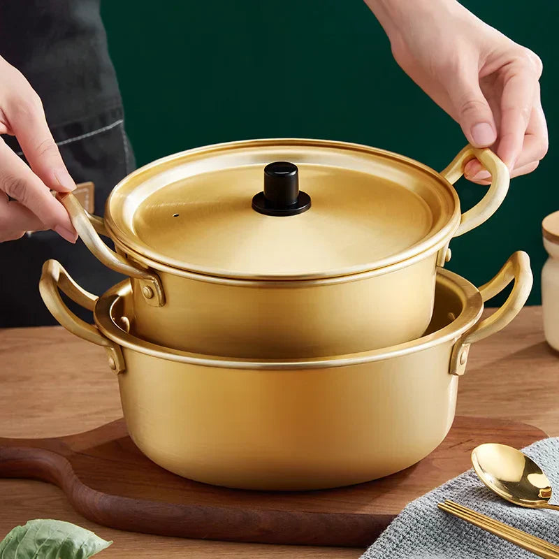 Korean Ramen Cooking Pot Double Ear Soup Pot - Gas Stove Compatible, Home Kitchen