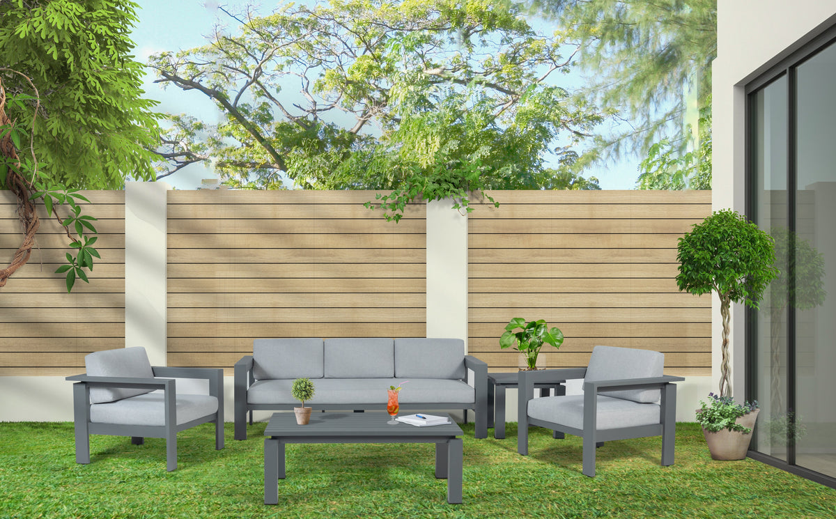 Sardinia Aluminum Frame Outdoor Sofa Set - Gray Cushions
