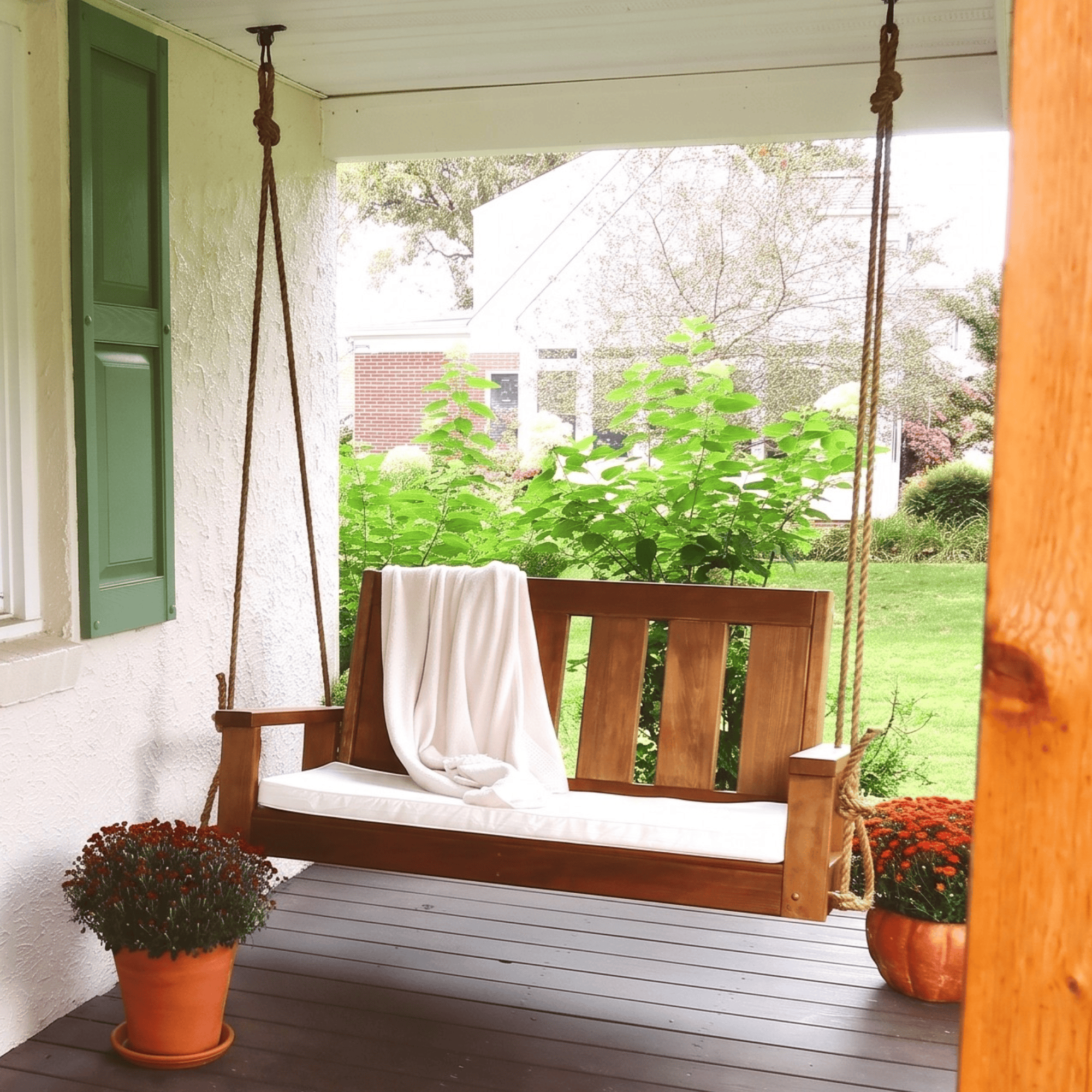 Porchgate Amish Heavy Duty 700 Lb 4-Foot Ardmore Porch Swing - Oak Stain